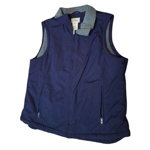 L.L. Bean Women's Zipped Vest Large Regular Chore Outside Fleece Lined Blue